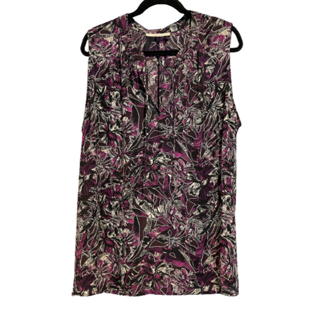 NWOT Sejour Purple Palm Print Plus Sized 22W Sleeveless Tank Blouse Shell